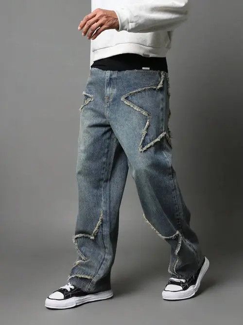 Loose fit Denim Jeans Distressed Design