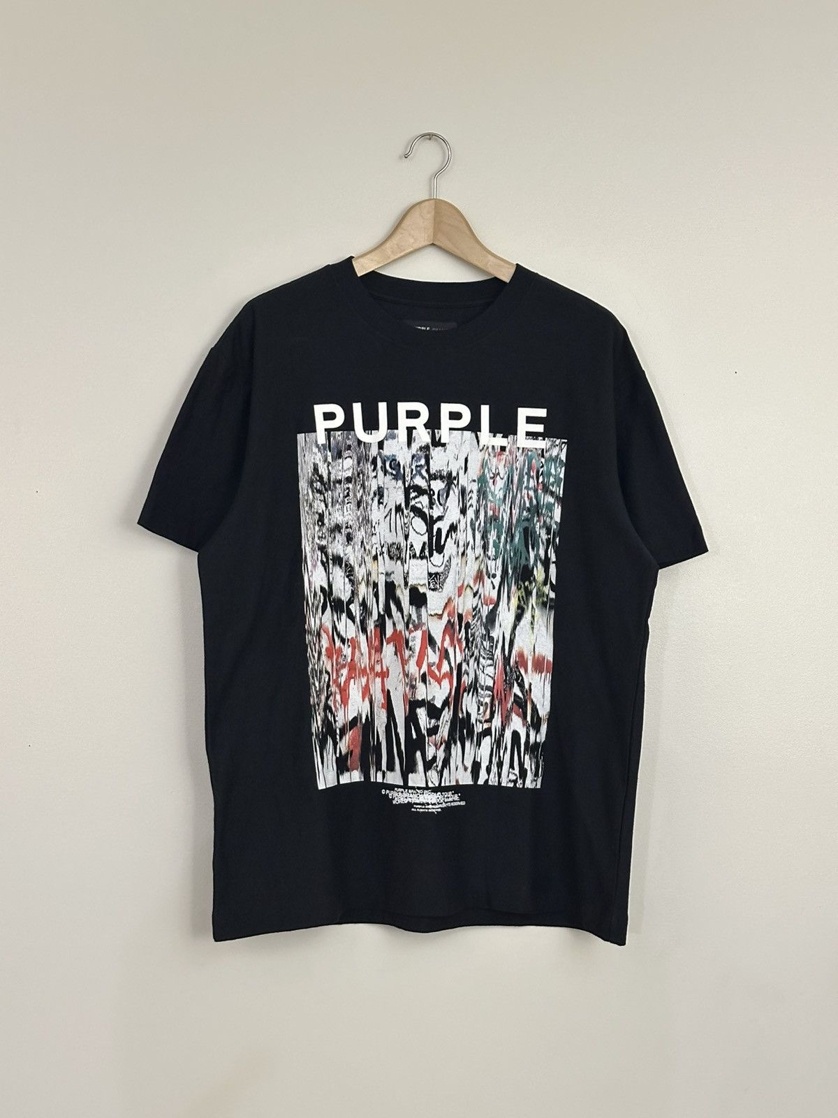 Purple Brand Textured Jersey Graffiti Print Graphic Tshirt