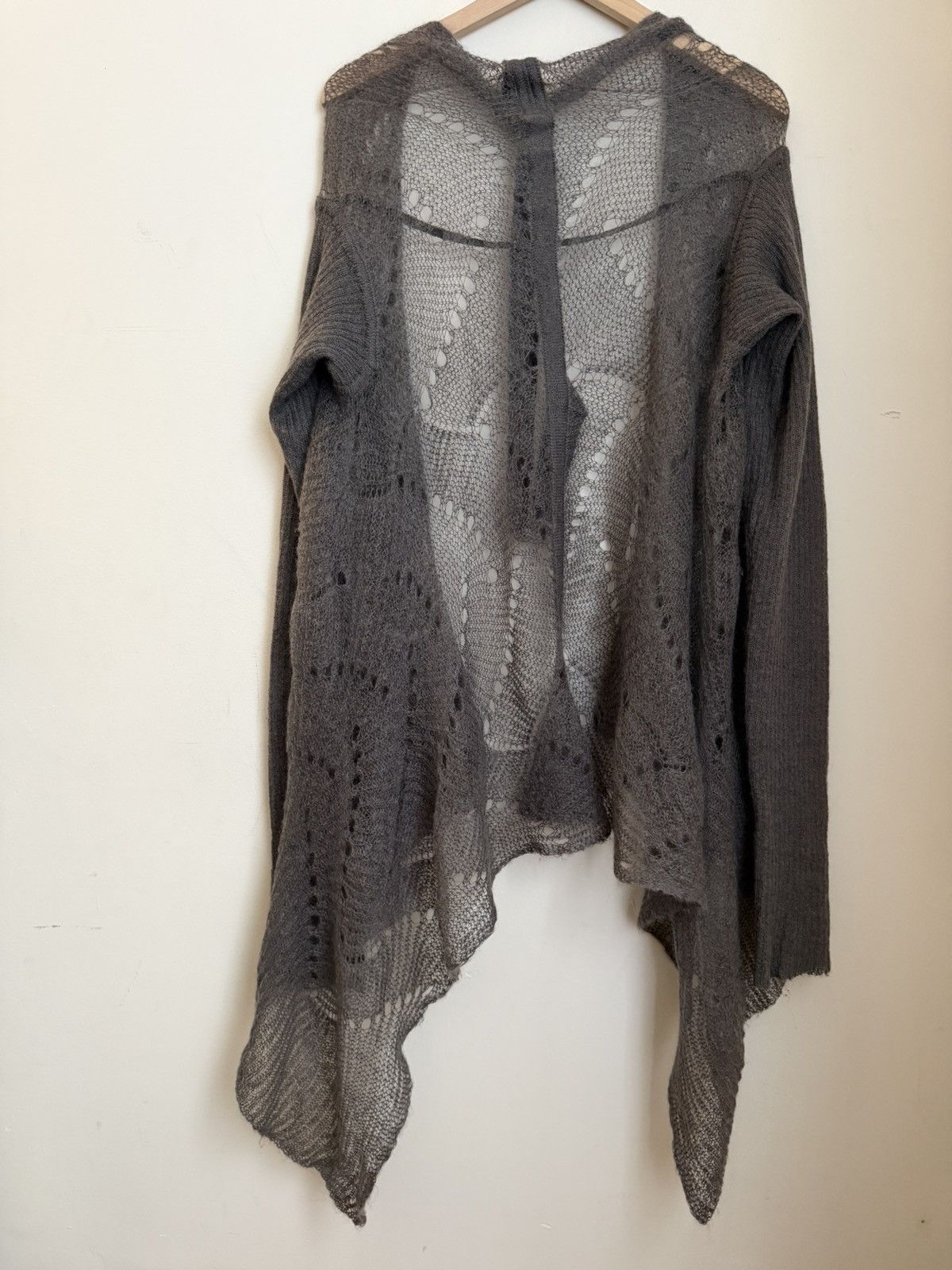 Rick Owens Rick Owens STAG FW 2008 gray open knit draped cardigan Size M / US 6-8 / IT 42-44 - 8 Thumbnail