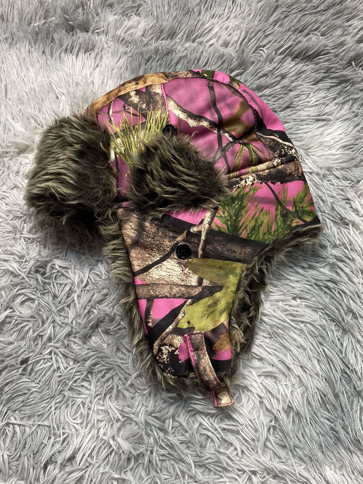 Japanese Brand Vintage Pink Camouflage Fur Hat | Japanese Brand Size ONE SIZE - 5 Thumbnail