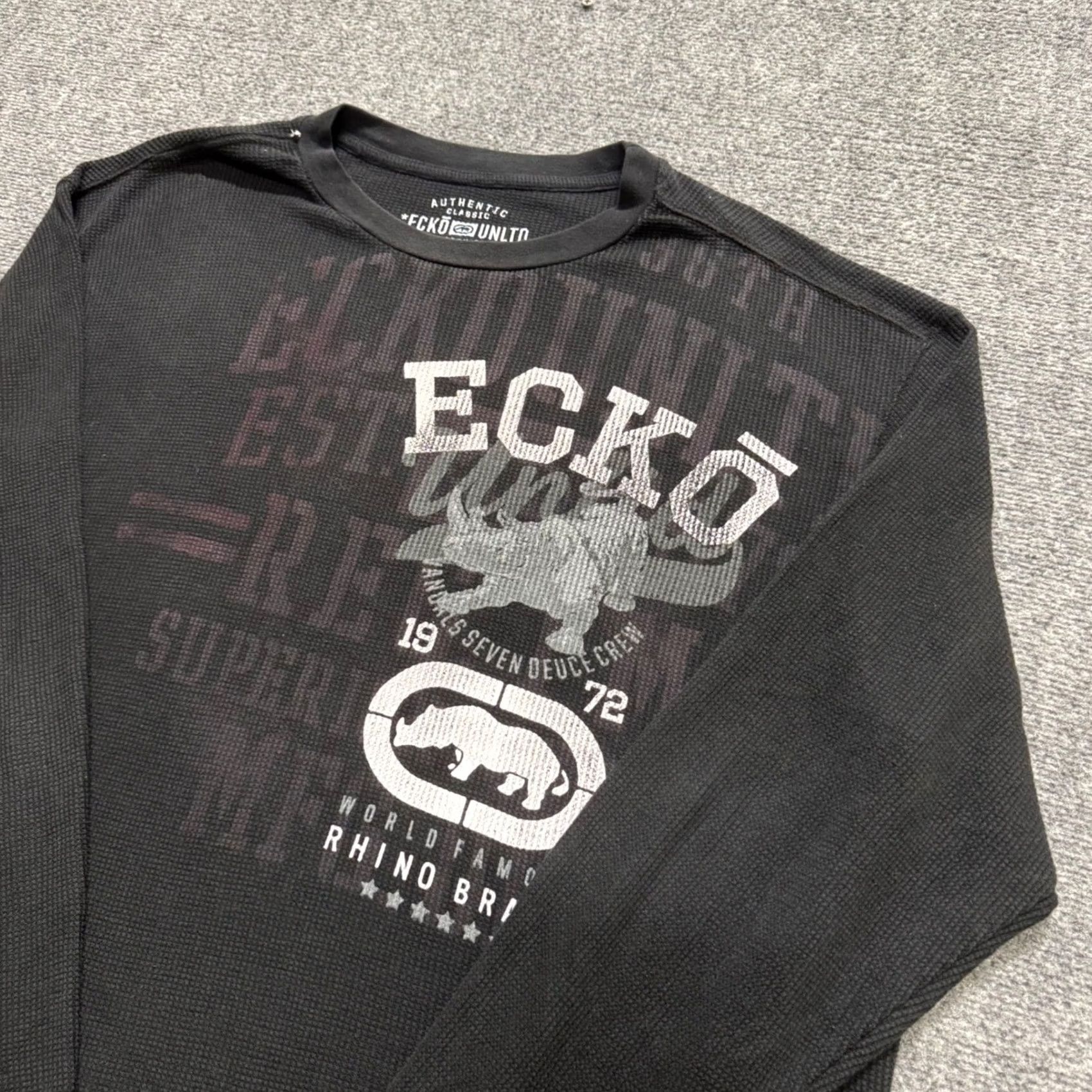 Vintage VINTAGE Ecko Unltd Thermal Long-sleeve Shirt Men 3XLT Black Grunge Skater Y2K Size US XXL / EU 58 / 5 - 2 Thumbnail