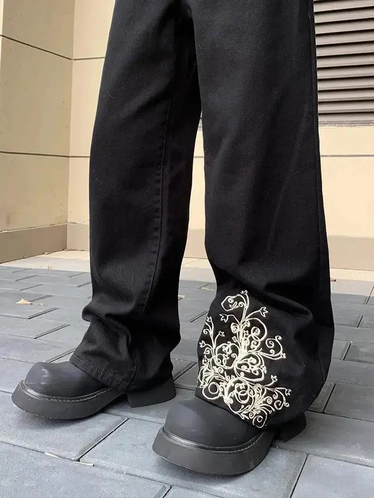 Japanese Brand Retro casual straight leg embroidered jeans Size US 32 / EU 48 - 5 Thumbnail