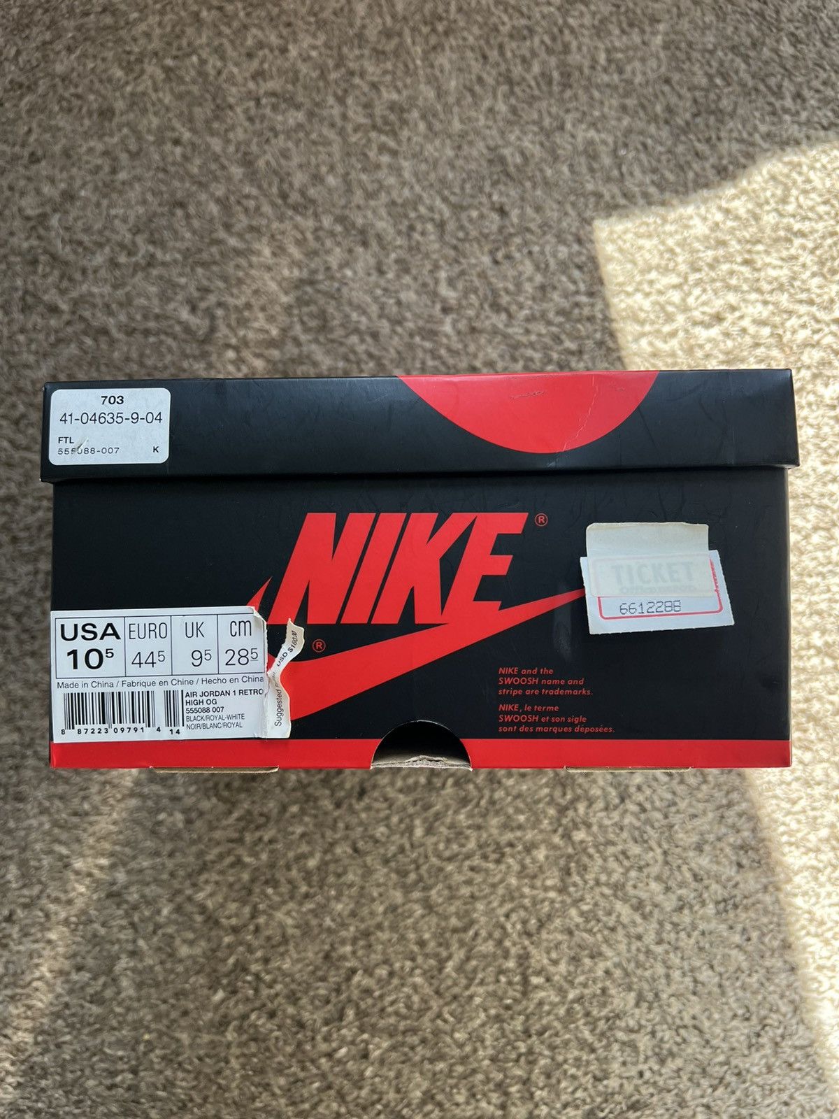 Jordan Brand Sz 10.5 Jordan 1 Retro OG High Royal 2017 555088-007 Size US 10.5 / EU 43-44 - 10 Thumbnail