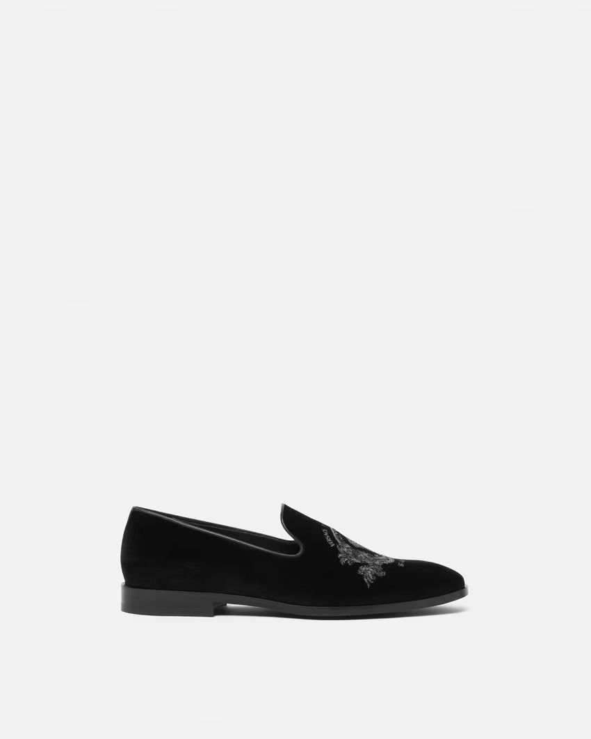 Versace o1s22i1n0125 Velvet Loafers in Black Size US 12 / EU 45 - 1 Thumbnail