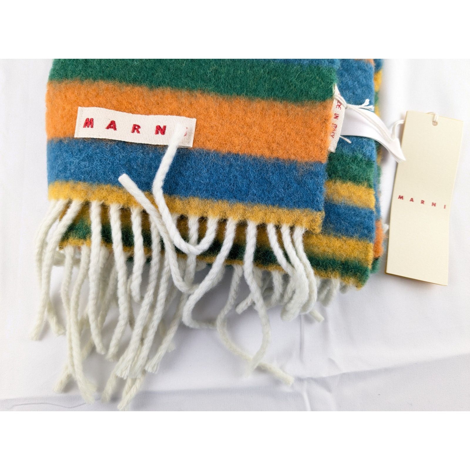 Marni o1rshd1 Size:OS/ Sciarpa Uomo Striped Brushed Wool Sea Green Size ONE SIZE - 5 Thumbnail