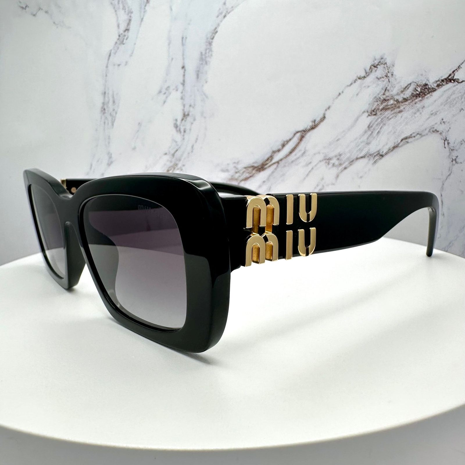 Miu Miu New MIU MIU Sunglasses Black Gold Metal Logo Authentic Size ONE SIZE - 24 Thumbnail