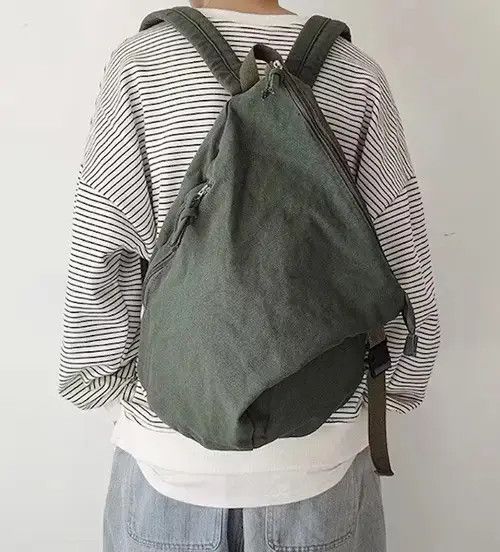Japanese Brand Retro y2k irregular canvas backpack aesthetic Size ONE SIZE - 2 Thumbnail