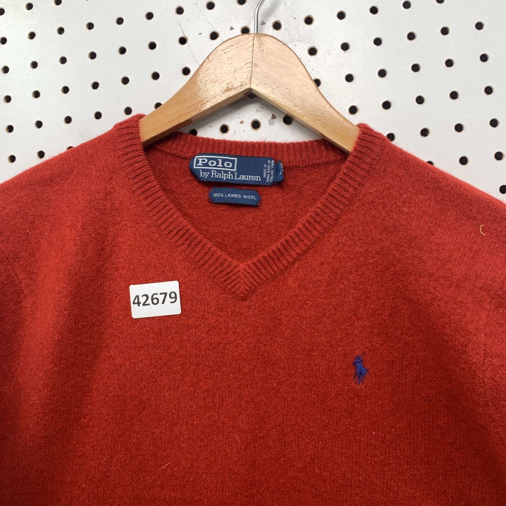 Polo Ralph Lauren Polo Ralph Lauren Sweater Shirt Mens Large Red V-Neck Pullover Knit Wool 100% Lambs Wool Casual Mens Size US L / EU 52-54 / 3 - 7 Thumbnail
