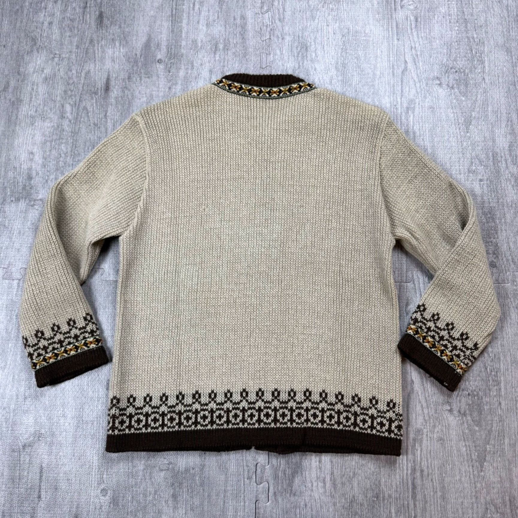 Vintage VINTAGE Nordstrikk NORWEGIAN SWEATER Cardigan Mens L Brown Wool Crew Neck Knits Buckle Hooks Fair Isle Wool Knit Style Outdoor 90s? Size US L / EU 52-54 / 3 - 7 Thumbnail