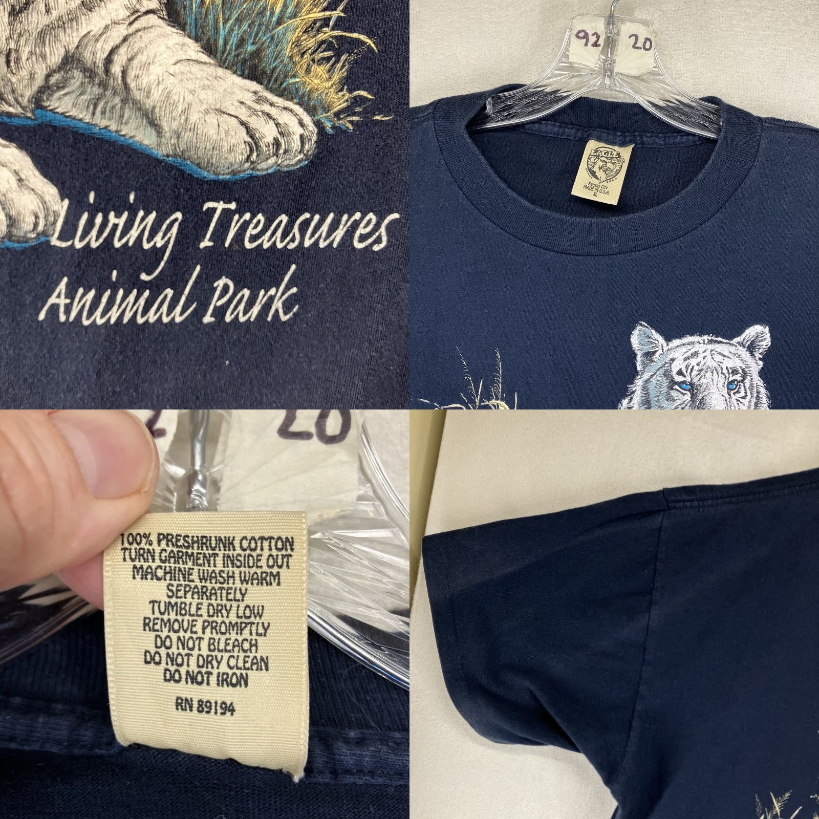 Vintage VINTAGE Eagle T Shirt White Tigers Men XL Heavyweight Graphic Print 90s Retro All Seasons Mens Size US XL / EU 56 / 4 - 8 Thumbnail