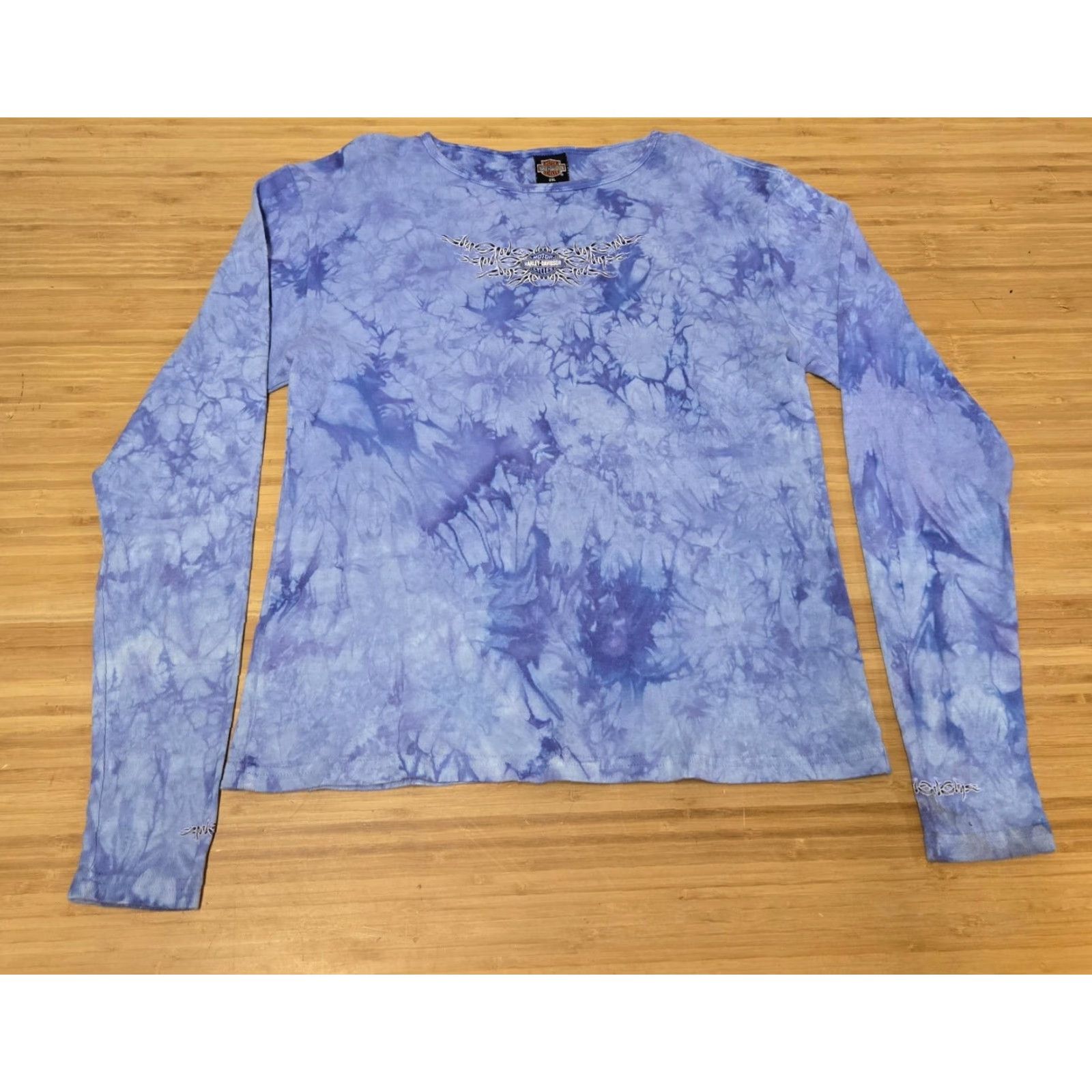 Harley Davidson VINTAGE Harley-Davidson Shirt Womens 2XL Blue Tie Dye Long Sleeve Faribault Minnesota Logo Graphic Print Pullover Cotton Size XXL / US 16-18 / IT 52-54 - 2 Thumbnail