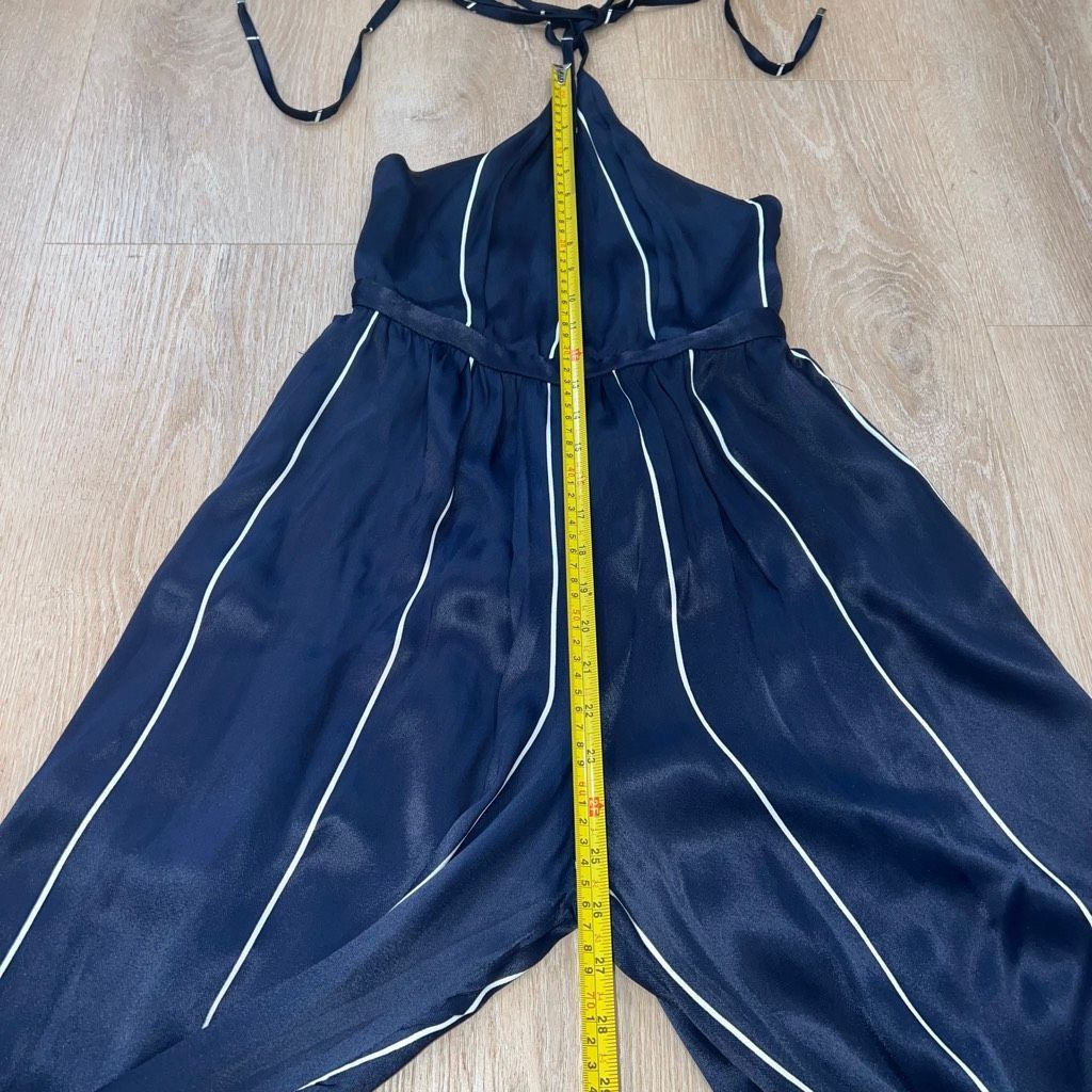 FAITHFULL Faithfull the Brand Riley Riptide Stripe Navy Silky Wide Leg Jumpsuit Women’s 2 Size 26" / US 2 / IT 38 - 13 Thumbnail