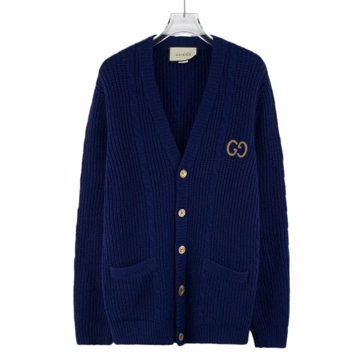 Gucci Gucci Logo Embroidered Wool V-Neck Cardigan Size S / US 4 / IT 40 - 1 Thumbnail