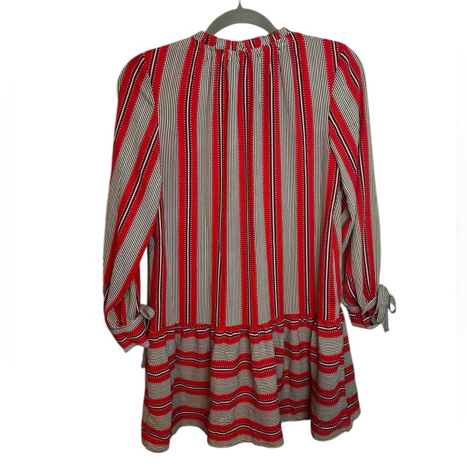 Loft Loft Red and White Striped Flounce Dress Size XS / US 0-2 / IT 36-38 - 2 Thumbnail