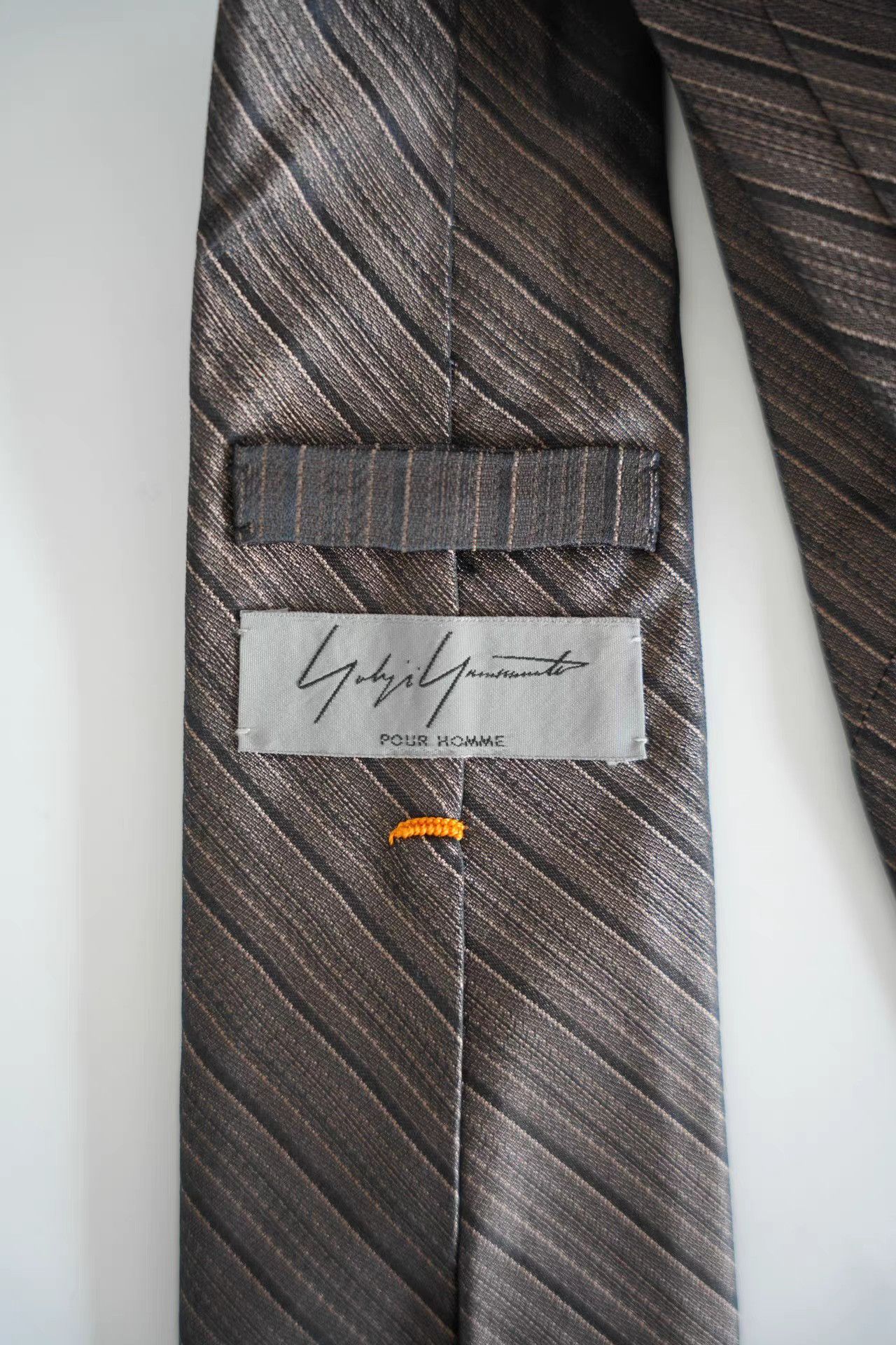 Yohji Yamamoto Yohji Yamamoto Brown & Gray Striped Silk Tie K4 Size ONE SIZE - 2 Thumbnail