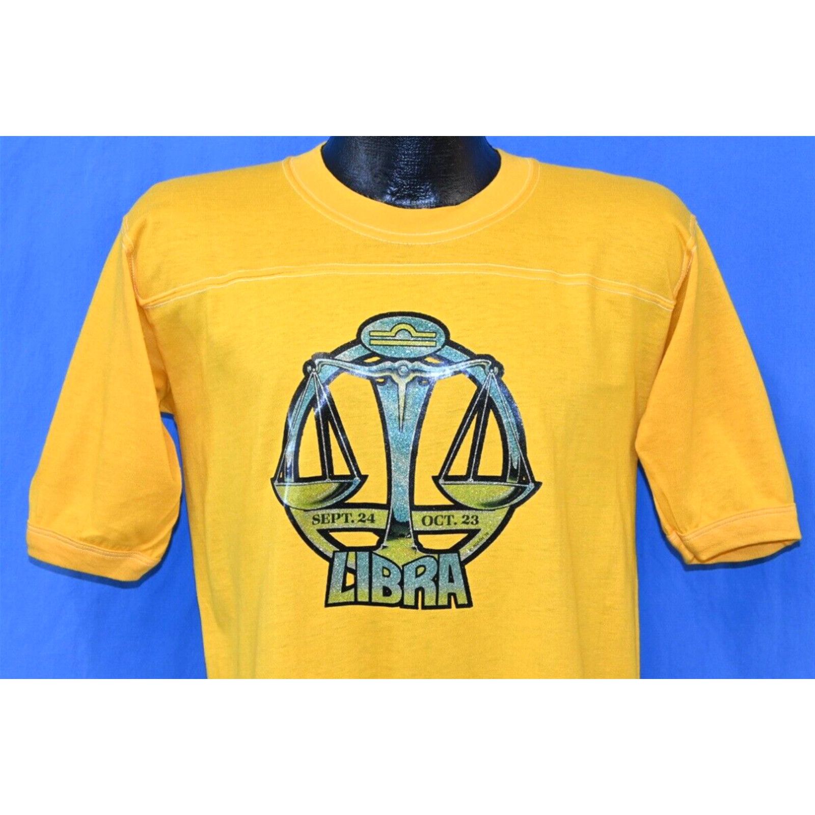 image of VTG 70's Libra Glitter Iron On Roach Zodiac Horoscope 1978 Jersey T-Shirt M in White (Size Medium)