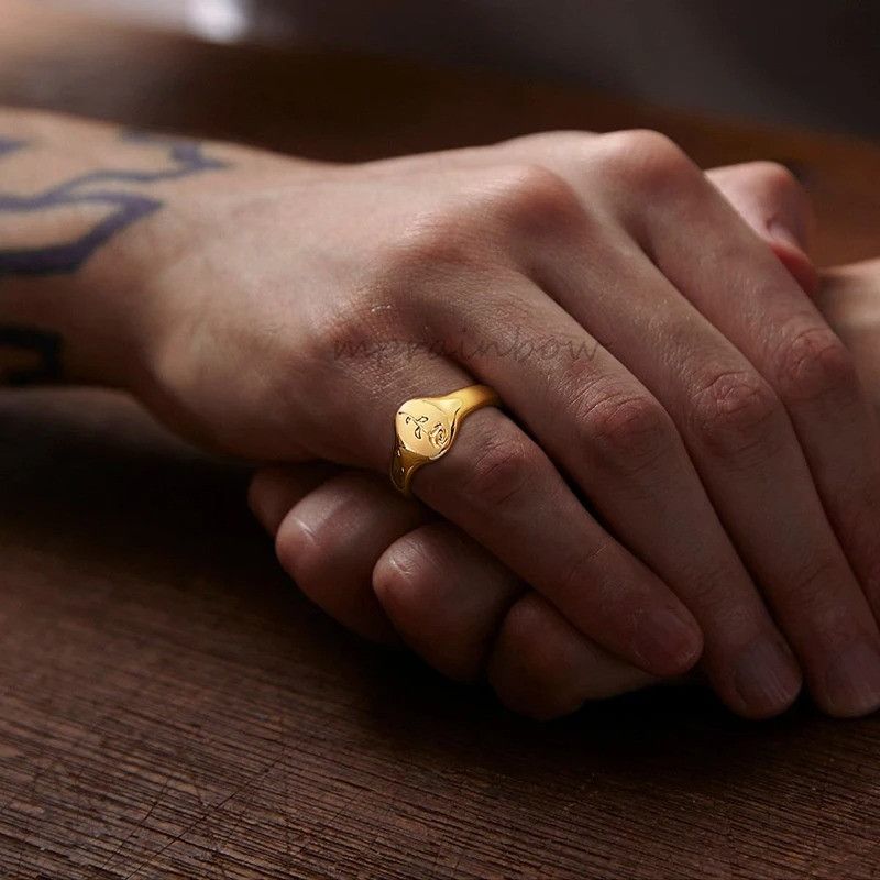 Jewelry × Vintage Stainless Steel Floral Signet Ring Size ONE SIZE - 1 Thumbnail