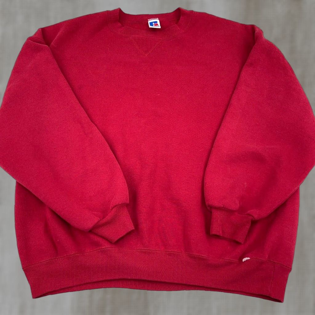 Russell Athletic VINTAGE Russell Sweatshirt Men 2XL Red Crewneck Sweatshirt USA 50/50 Embroidered Logo Baseball Basketball Hipster Retro Classic American Mens Size US XXL / EU 58 / 5 - 1 Thumbnail
