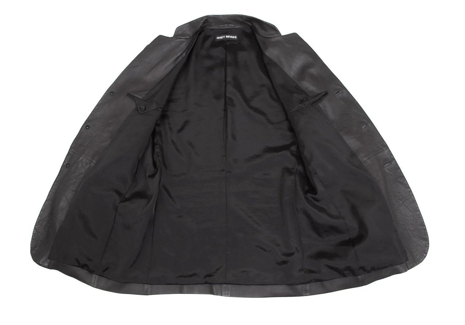 Issey Miyake Lamb Leather Band Collar Jacket in Black Size 4 Size US XL / EU 56 / 4 - 14 Thumbnail