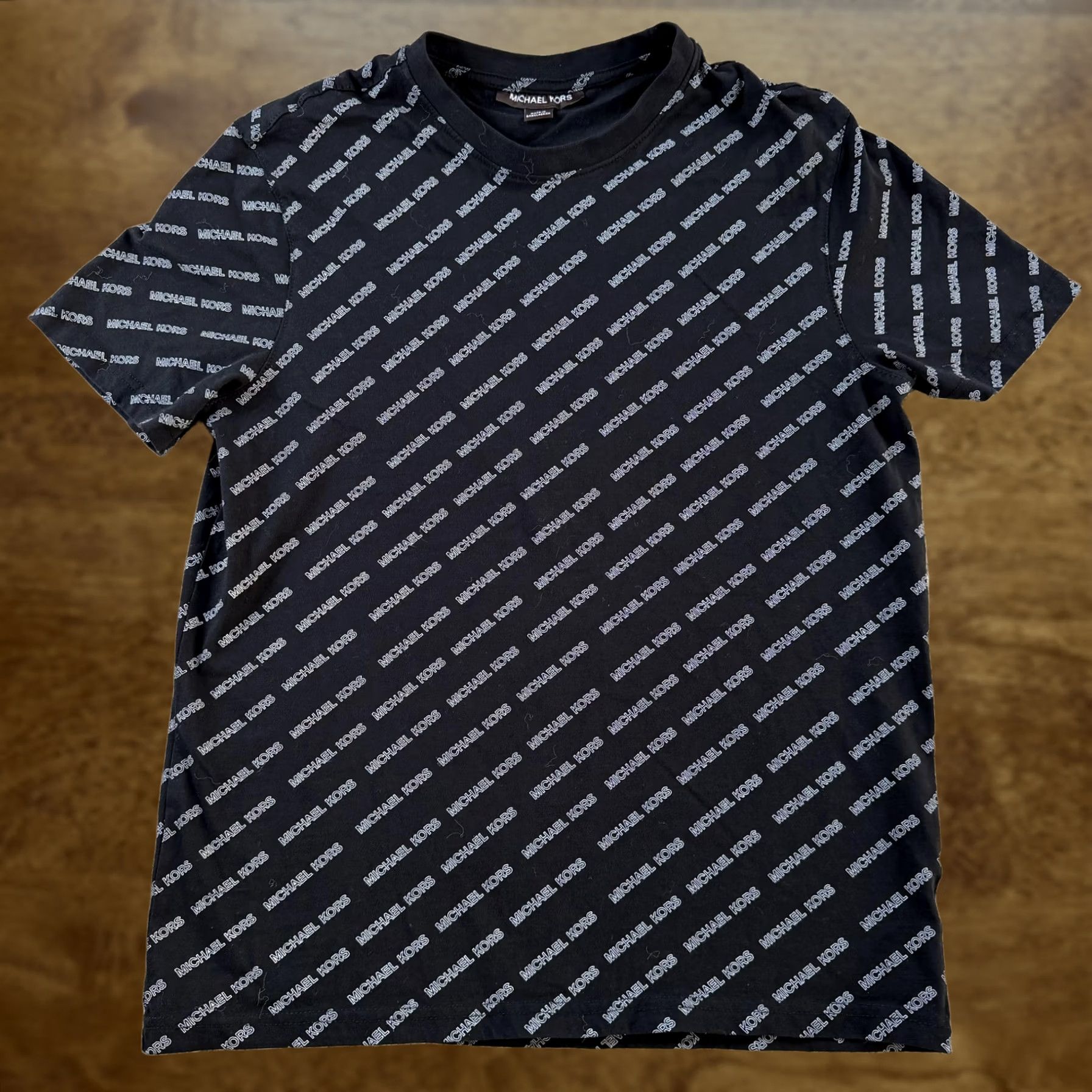 Michael Kors Michael Kors Shirt Mens Medium Black Allover Designer Logo Graphic Tee T-Shirt Size US M / EU 48-50 / 2 - 1 Thumbnail
