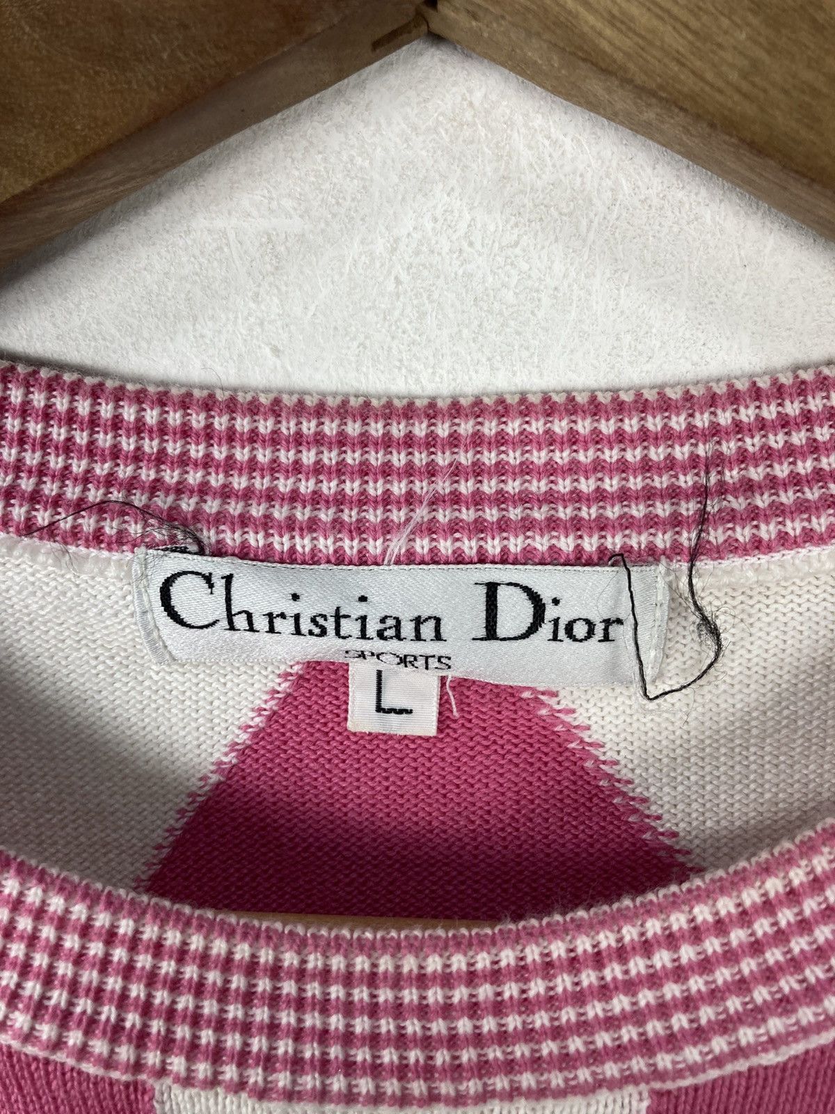 Christian Dior Monsieur Vintage Luxury Christian Dior Sports Pink Stripe Knit Vest Size L / US 10 / IT 46 - 4 Thumbnail