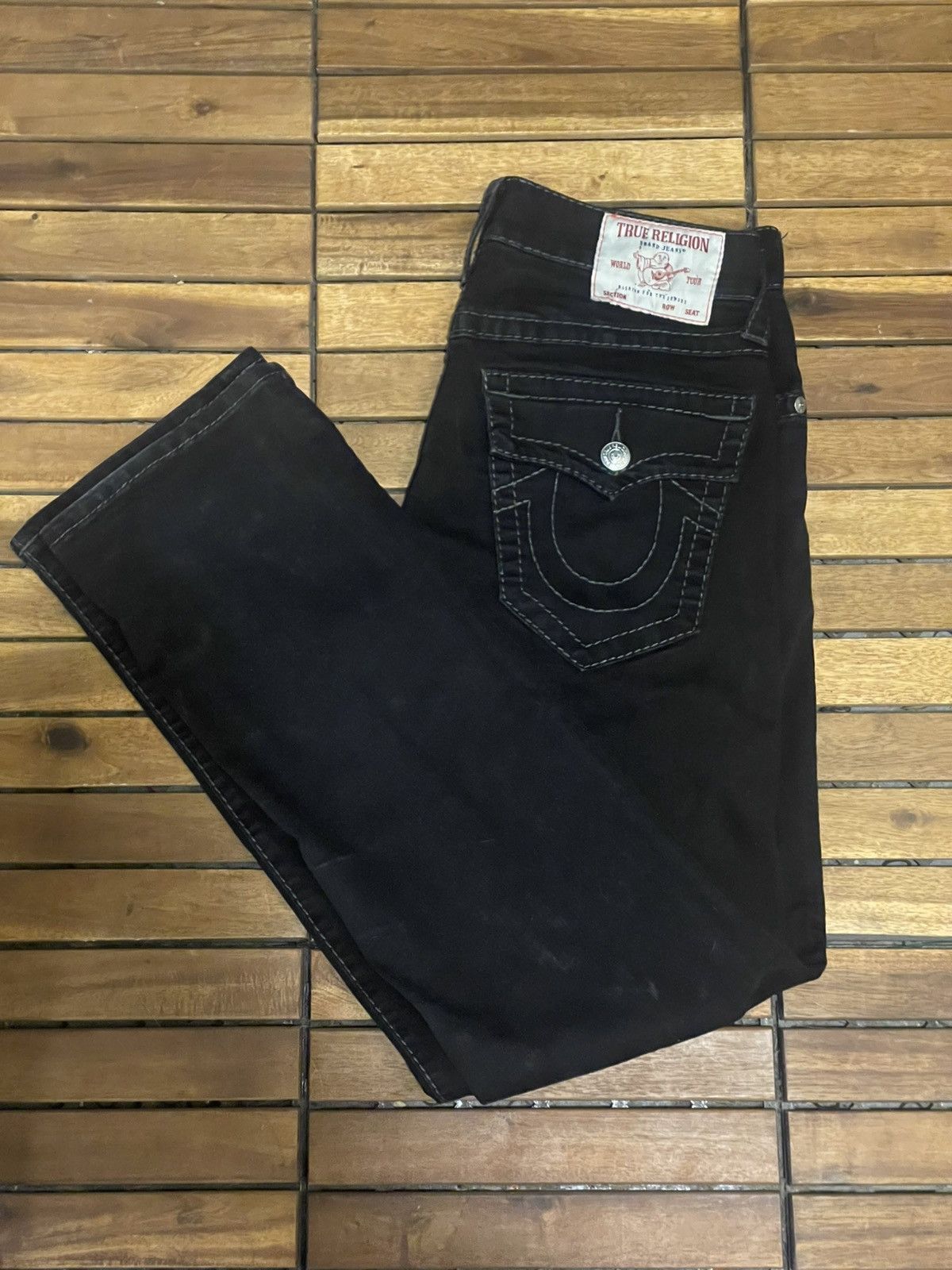 True Religion True Religion Black Denim Jeans Ricky / Relaxed Straight Fit Size 31" - 1 Thumbnail