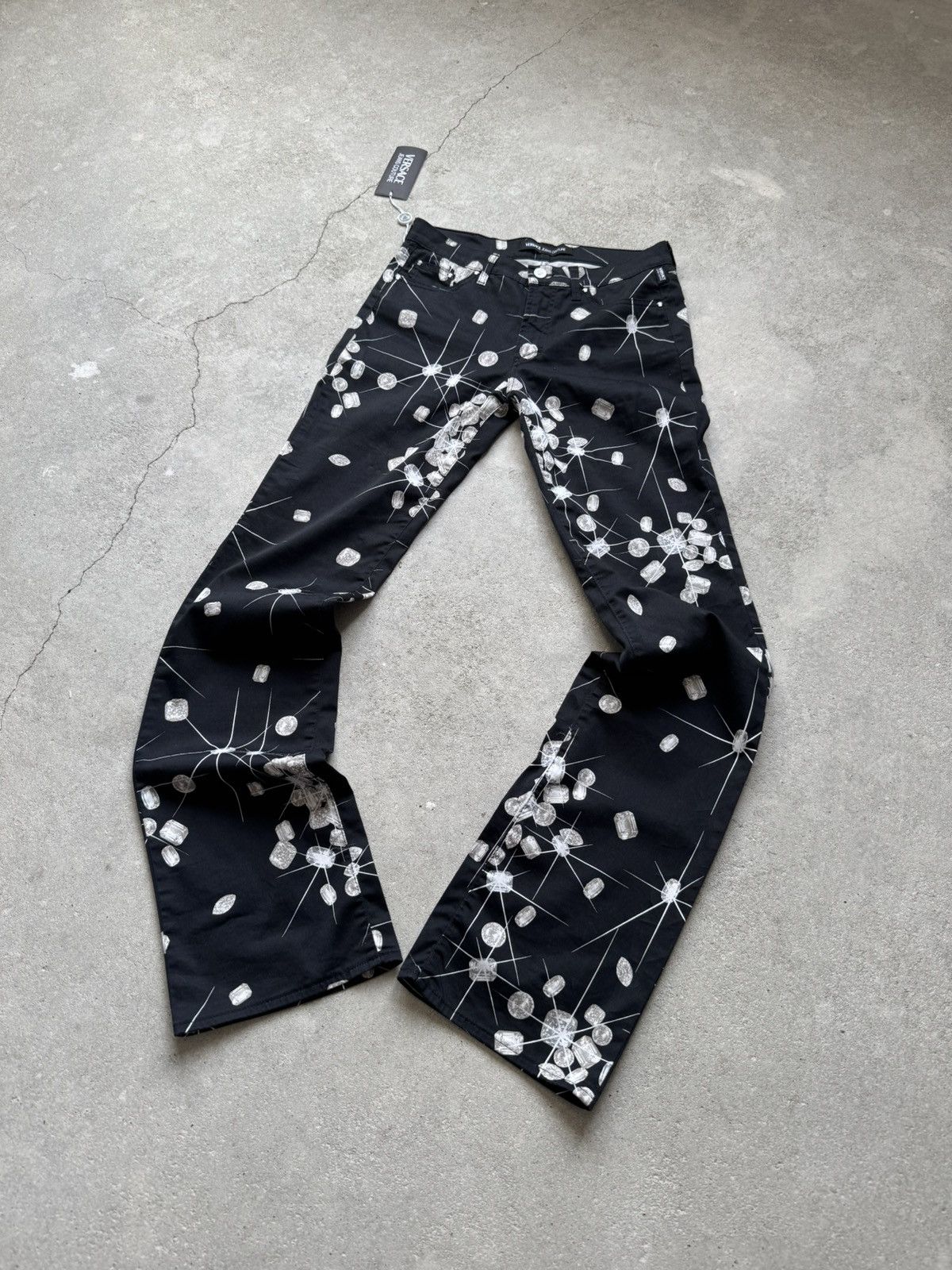 If Six Was Nine × Versace Archival Versace Shiny Diamond Flared Pants Size 31" - 2 Thumbnail