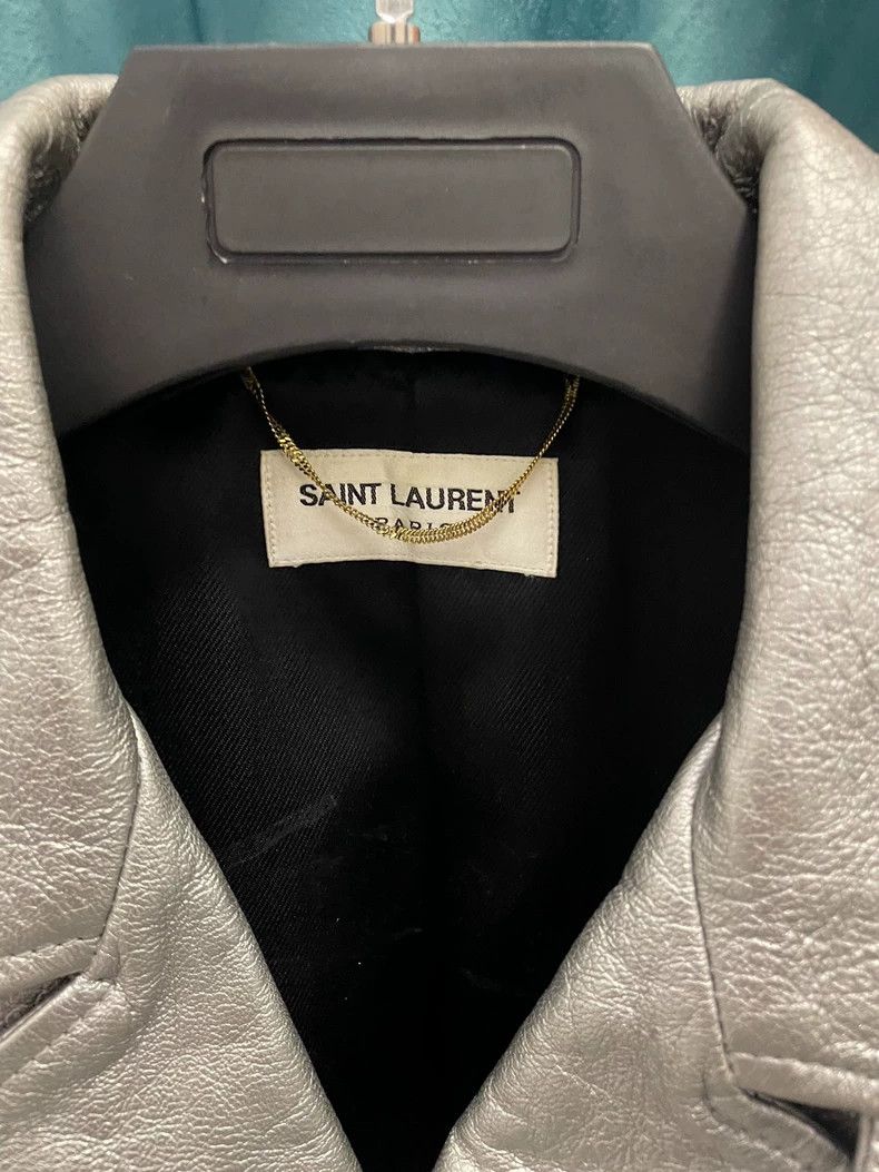 Yves Saint Laurent Saint Laurent 13FW First Year Silver Leather jacket 2502-N Size XS / US 0-2 / IT 36-38 - 3 Thumbnail