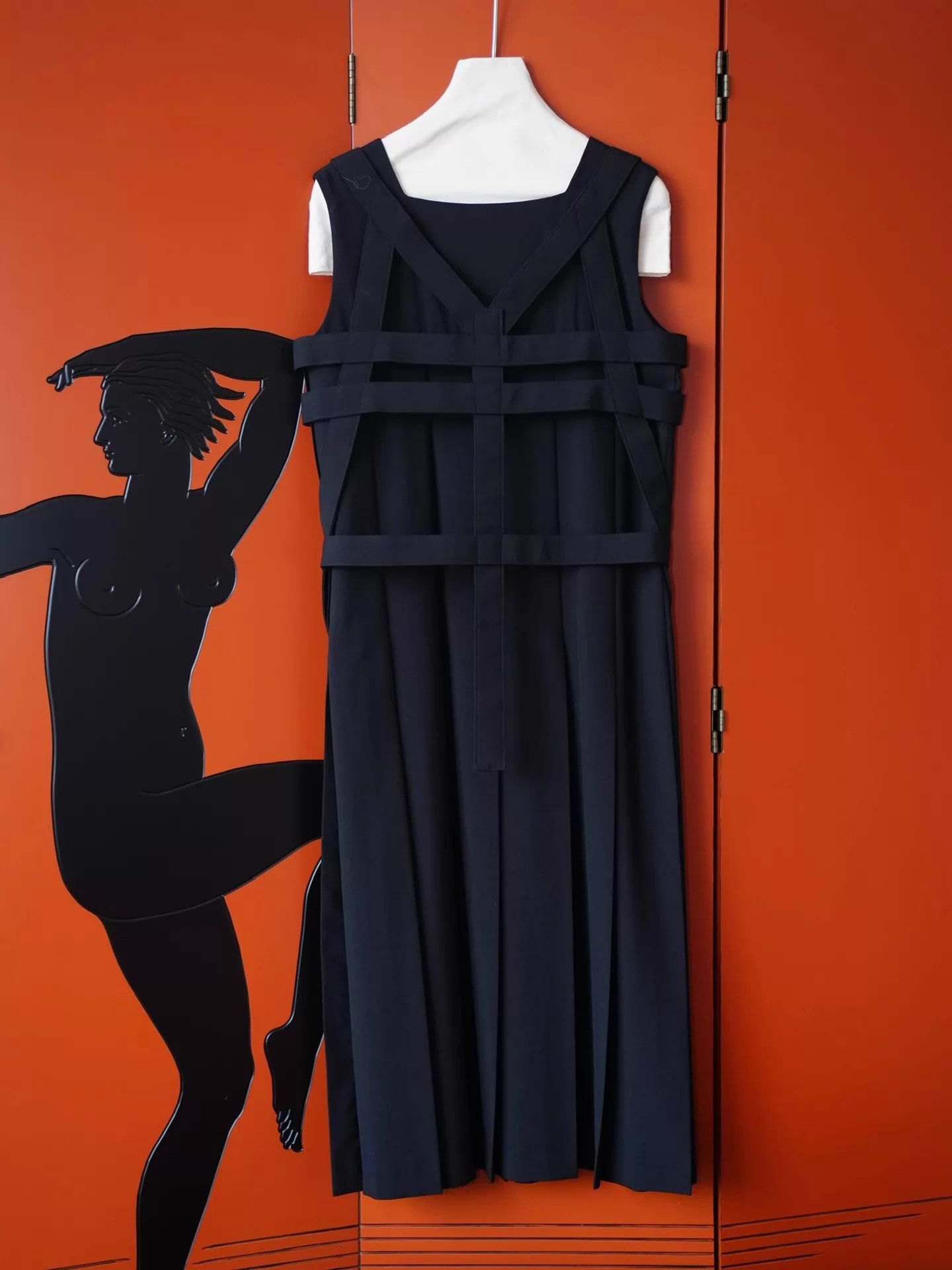 Comme des Garcons CDG 2013 Blk Wool Deconstructed Sleeveless Pleated Tie Dress Size M / US 6-8 / IT 42-44 - 3 Thumbnail