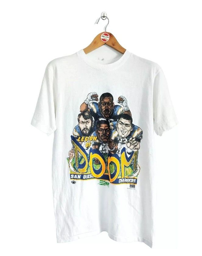 image of Nfl x Salem Vintage San Diego Chargers "legion Of Doom" 1987 T-Shirt in White, Men's (Size Medium)