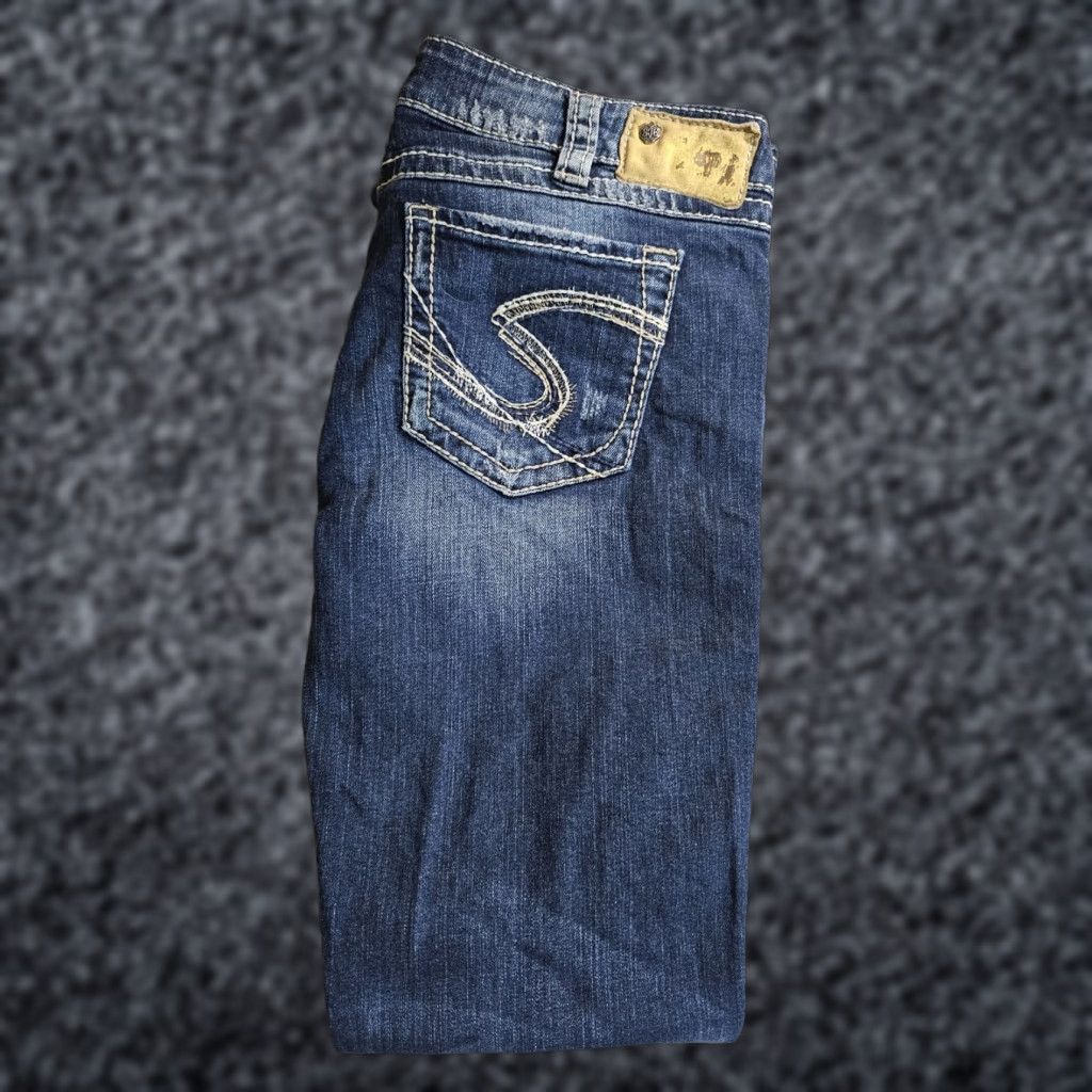 Silver Jeans Co. Silver Jeans Twisted Bootcut Mid Rise Blue Denim Stretch Women's Size 31x33 Medium Wash Jeans Size 24" / US 00 / IT 34 - 1 Thumbnail