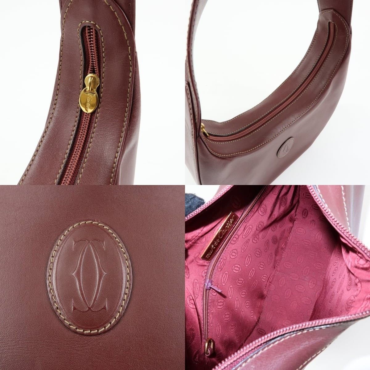 Cartier Must de Cartier Leather Shoulder Bag Burgundy Size ONE SIZE - 7 Thumbnail