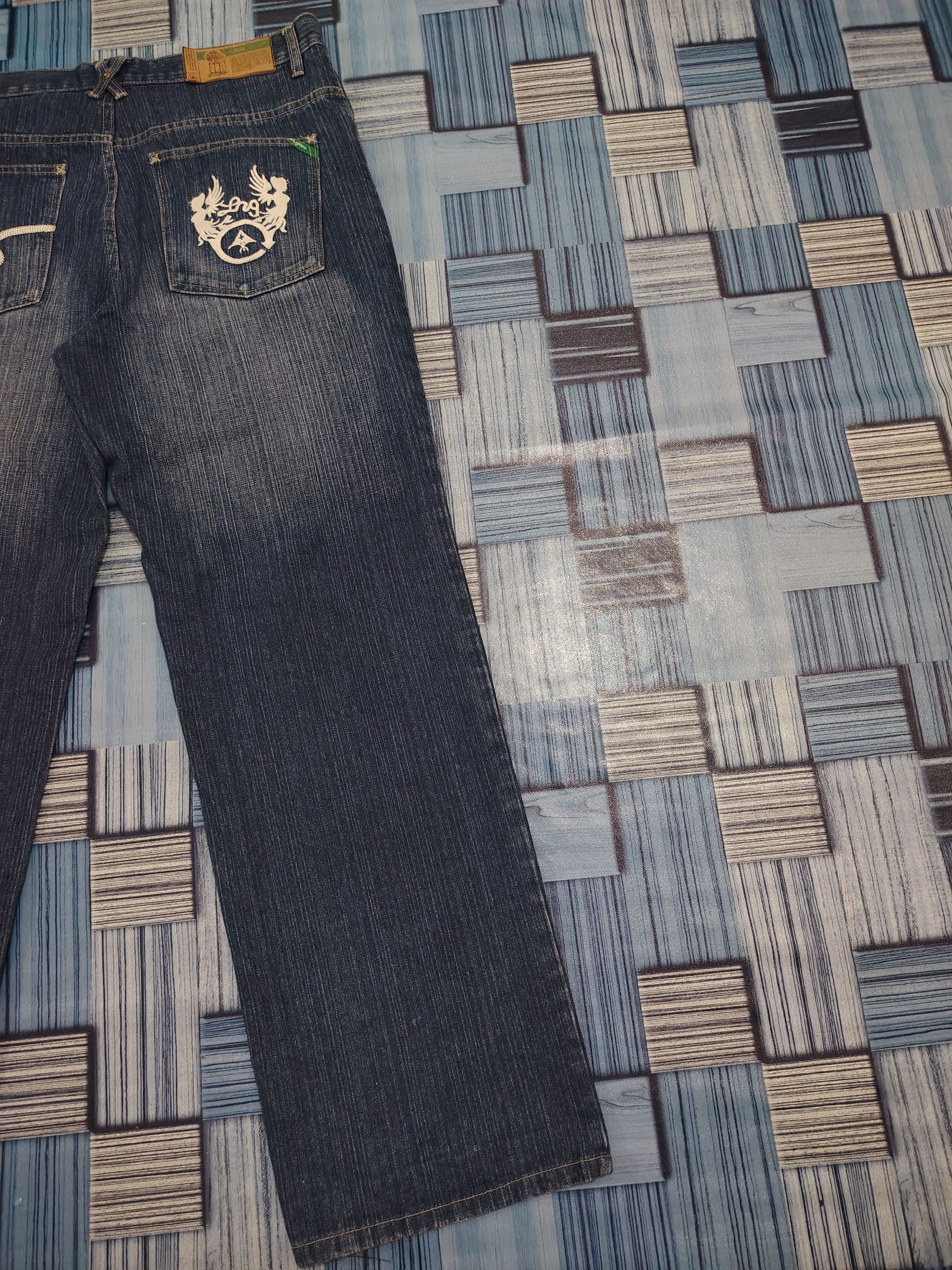 Japanese Brand 💥Insane💥 90's LRG Baggy Flared Jeans Size US 35 - 19 Thumbnail