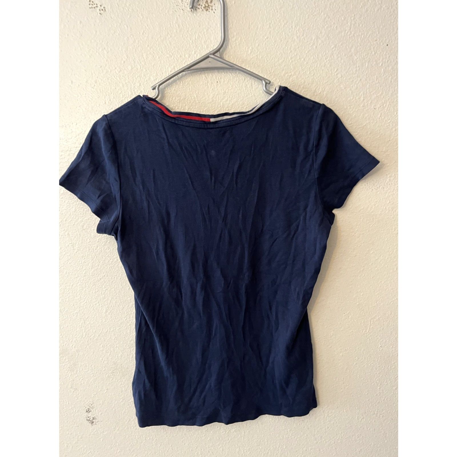 Tommy Hilfiger Tommy Hilfiger T Shirt Medium Blue Short Sleeve V Neck Womens Jersey Casual Size M / US 6-8 / IT 42-44 - 3 Thumbnail