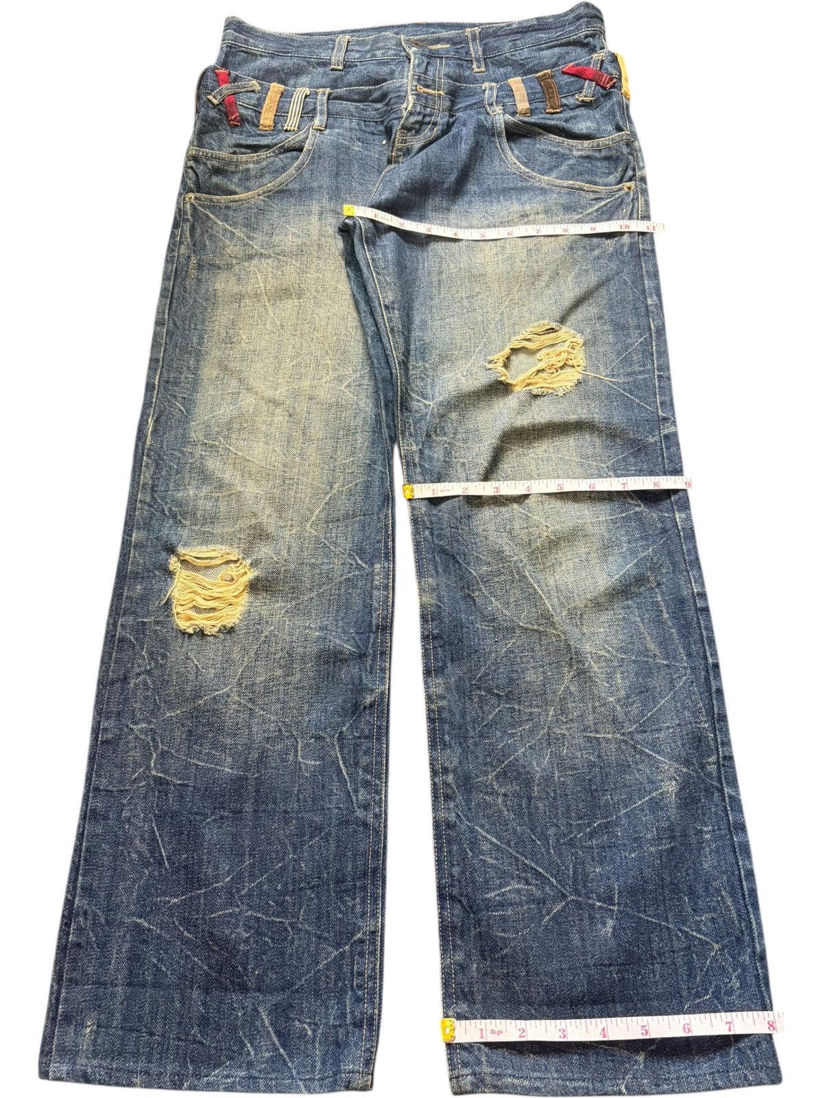 Issey Miyake Vintage Japanese Brand Double Waist Distress Loose Jeans Size 30" / US 8 / IT 44 - 8 Thumbnail