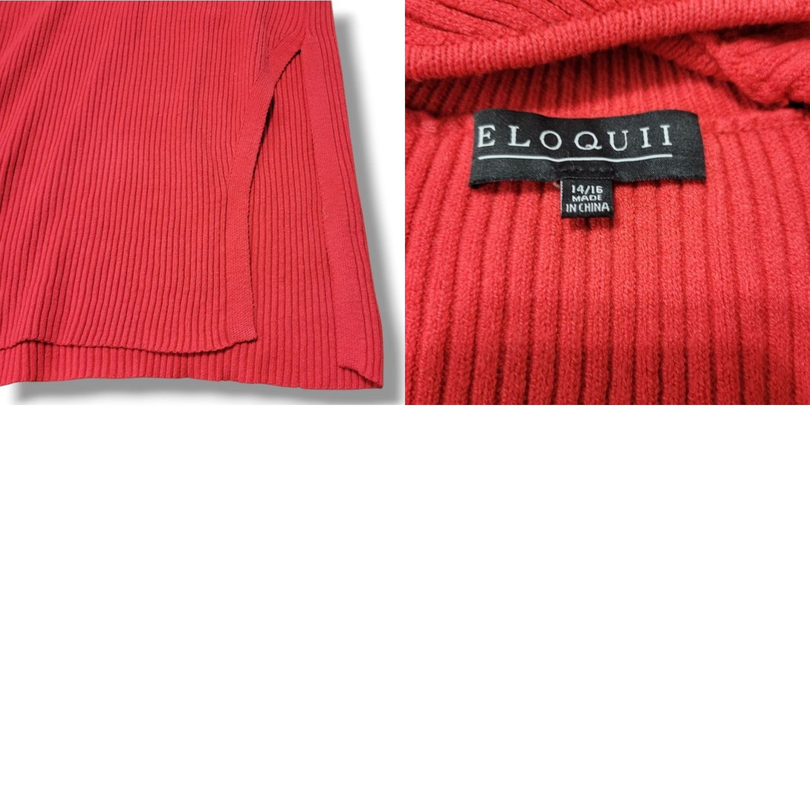 Eloquii Dress Women\'s Plus Size 14W 16W Sweater Dress Turtleneck Keyhole Cutout Long Sleeve Red Maxi Bodycon Knit Pullover