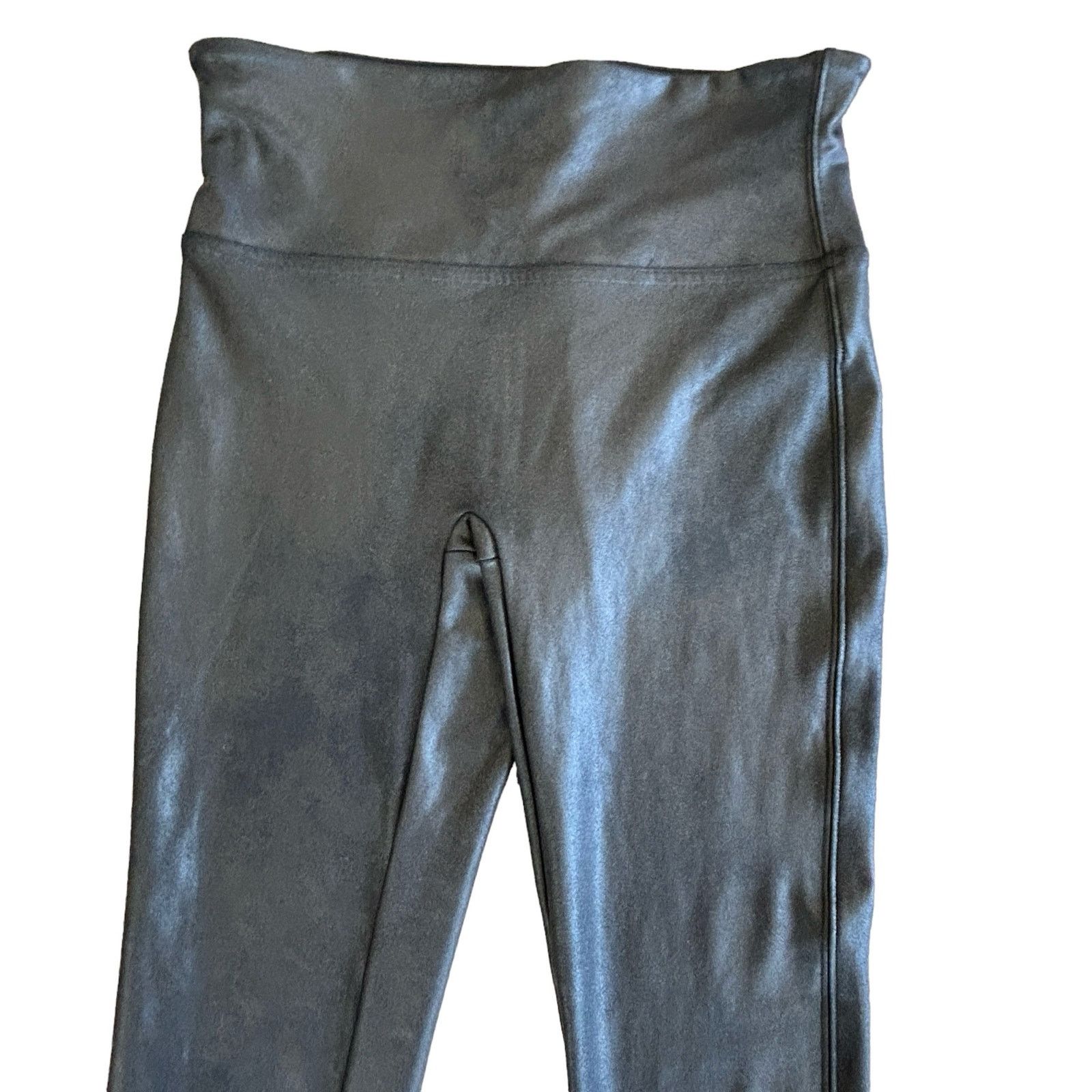 Spanx Spanx Faux Leather Leggings M Black Rocker Sexy Biker Goth Size 31" - 6 Thumbnail