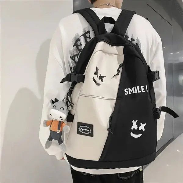 Other Fashion punk colorblock smile backpack aesthetic Size ONE SIZE - 4 Thumbnail
