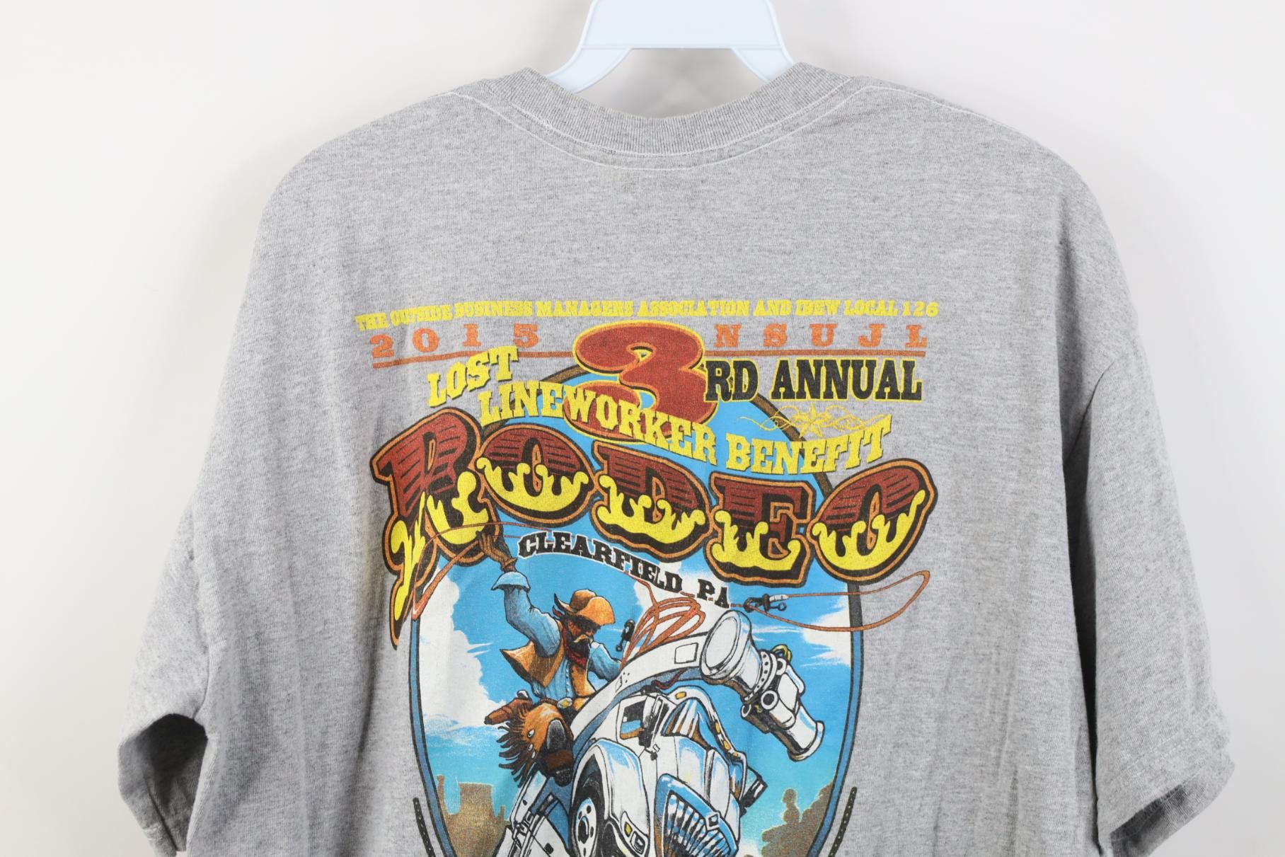 Vintage Vintage Y2K Union Lineman Rodeo Cowboy T-Shirt Gray USA Size US L / EU 52-54 / 3 - 11 Thumbnail