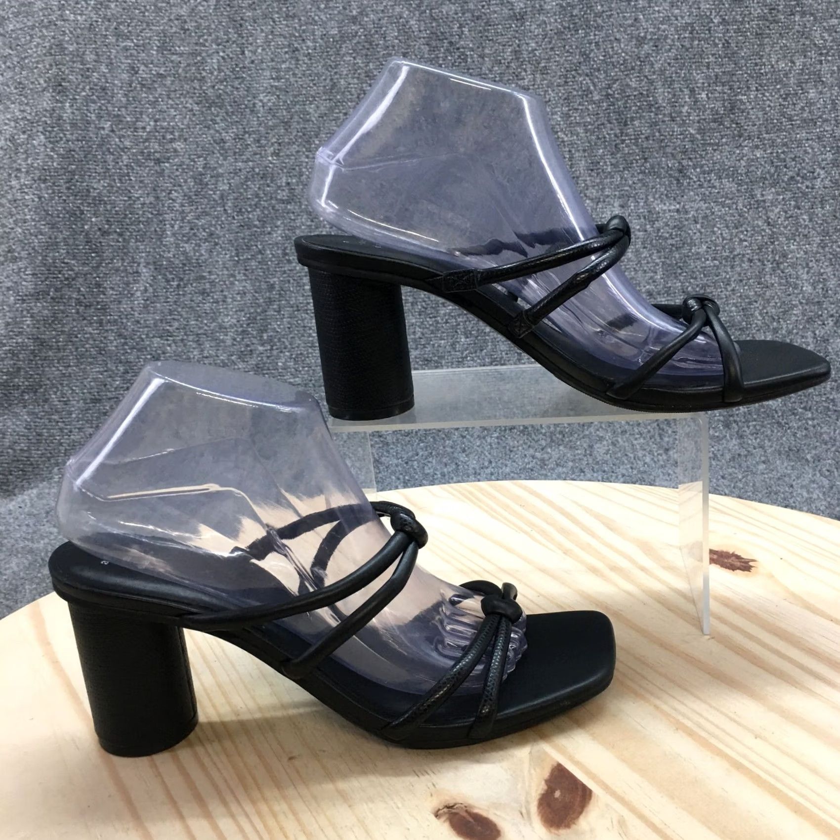 Vintage A New Day Sandal Womens 9 Black Knotted Open Toe Slip-On Casual Comfort Leather Shoes Size US 9 / IT 39 - 2 Thumbnail