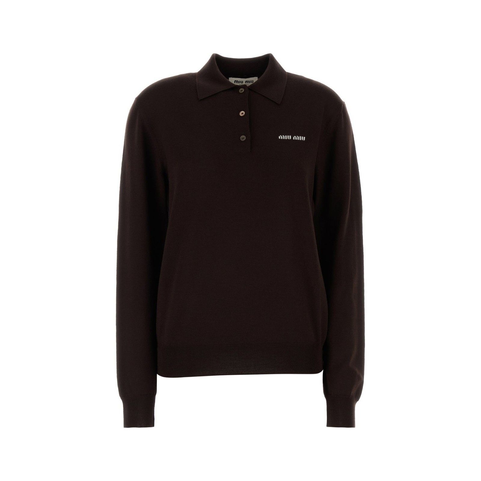 MIU MIU Chocolate Wool Polo Shirt New & Authentic (Women's s
