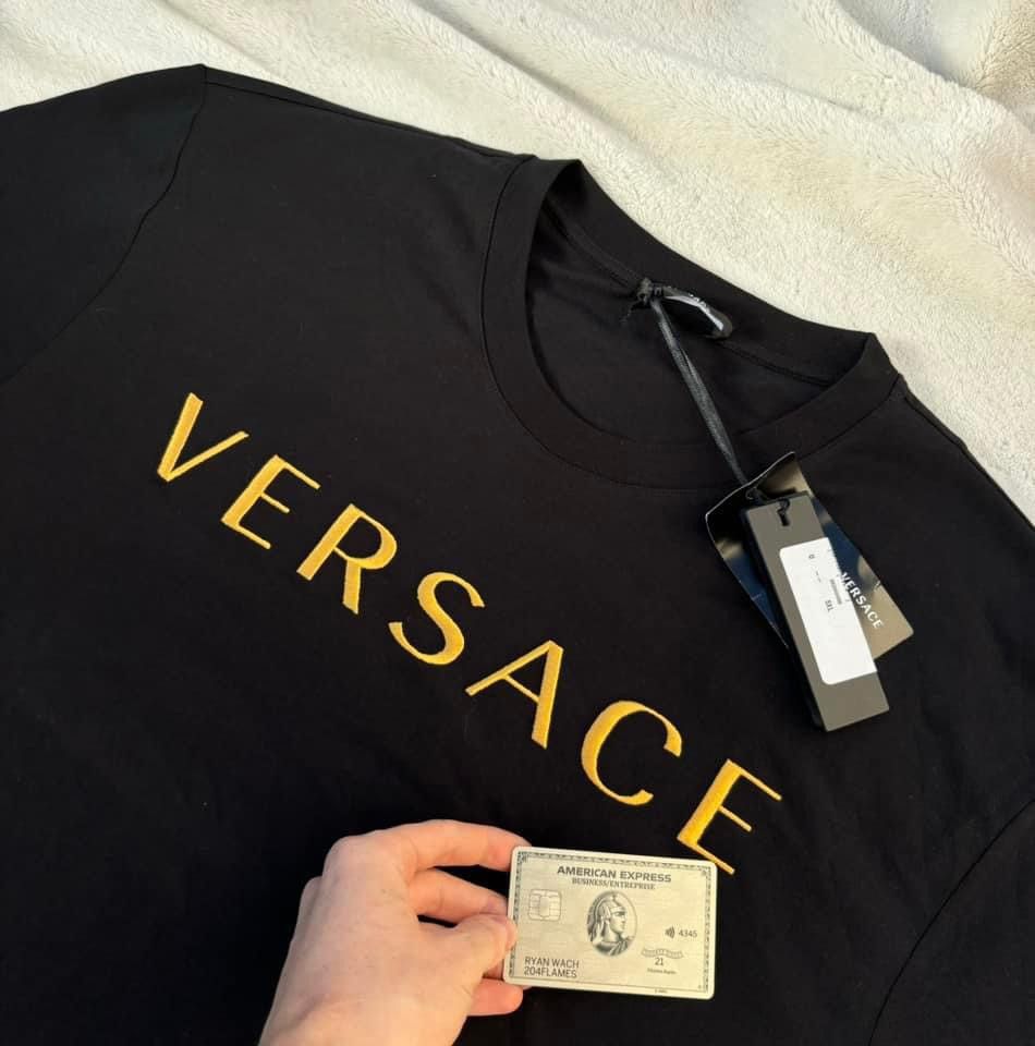 Versace Versace Gold/Black Spellout Tee Shirt Size US XL / EU 56 / 4 - 2 Thumbnail