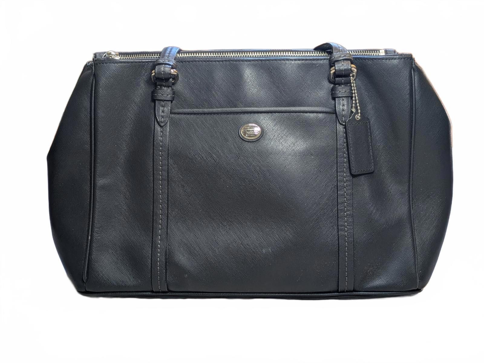 Coach Peyton Jordan Satchel Bag Black Saffiano Leather