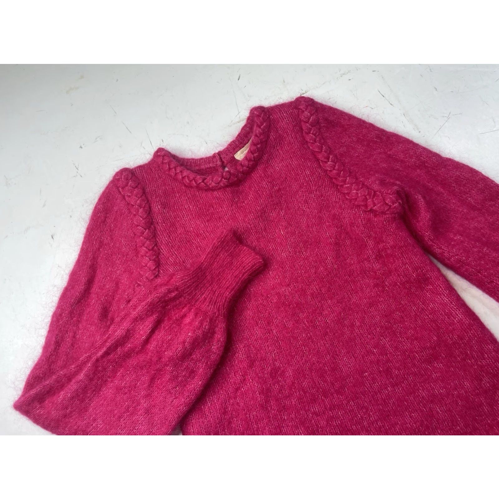 Vintage Sezane Sweater Knit Women’s S Pink Mohair Wool Polyamide Mock Neck Long Sleeve Pullover Knit Solid Button Vintage No Size S / US 4 / IT 40 - 2 Thumbnail
