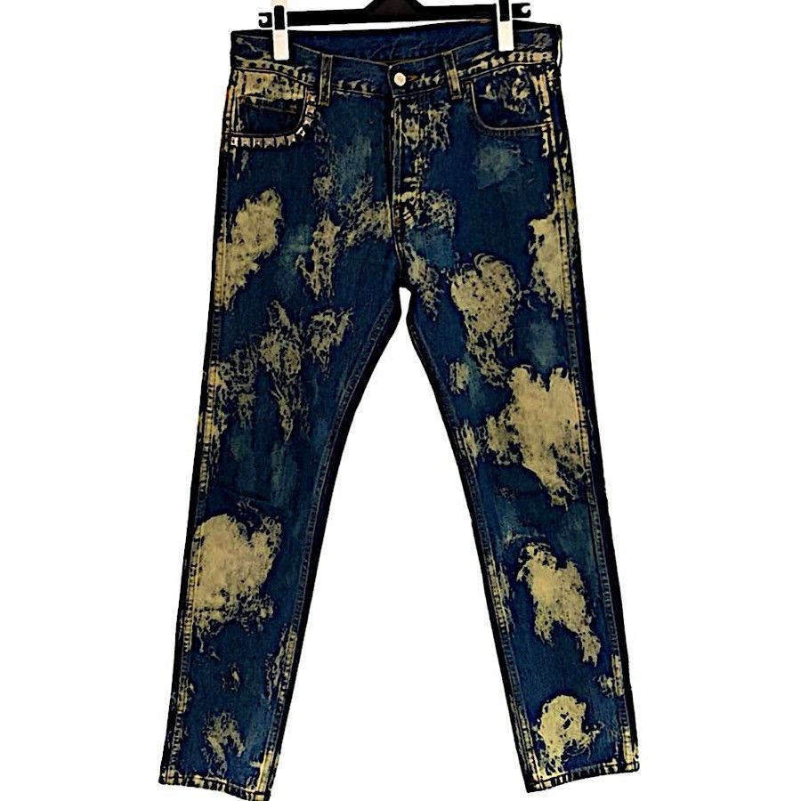 Gucci Authentic Gucci 17 SS Bleach Dyed Crystal Embroidered Denim 