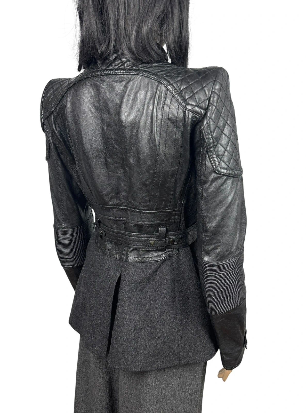 Diesel Black Gold Biker Belted Jacket Leather Wool size 40