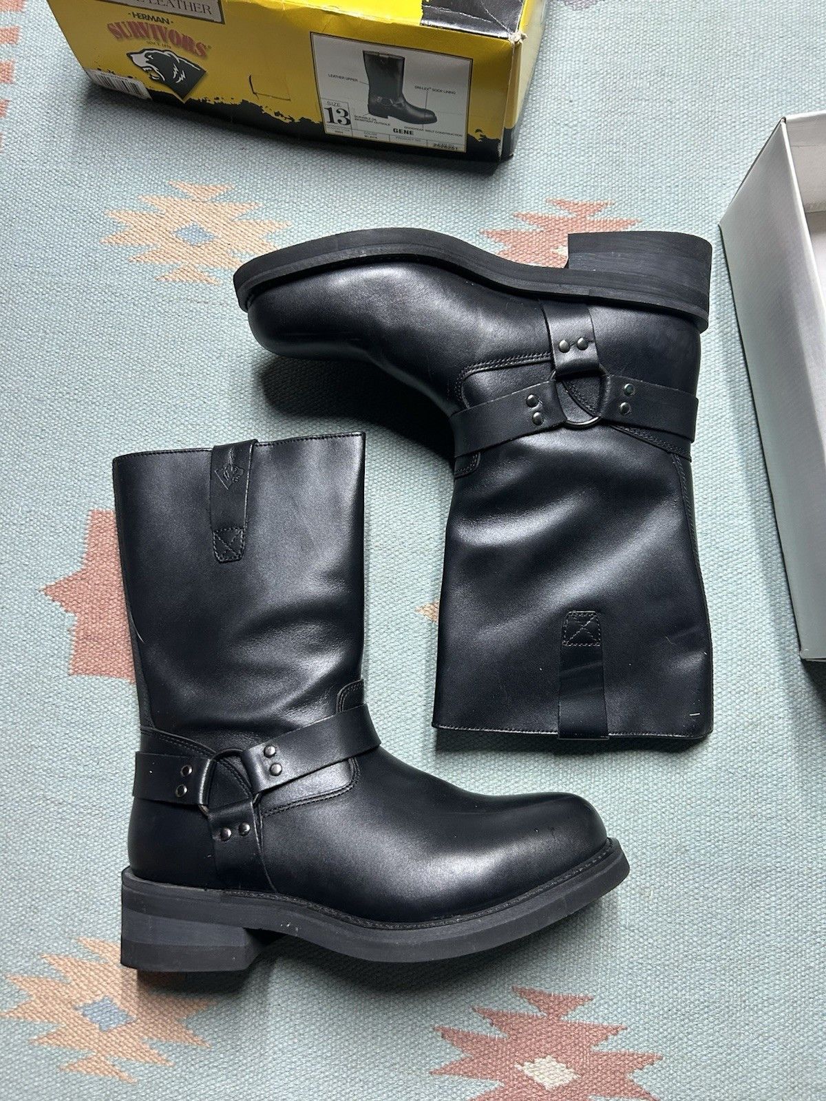 Vintage Vtg Herman survivor leather Gene boots motorcycle enginee 13 Size US 13 / EU 46 - 3 Thumbnail