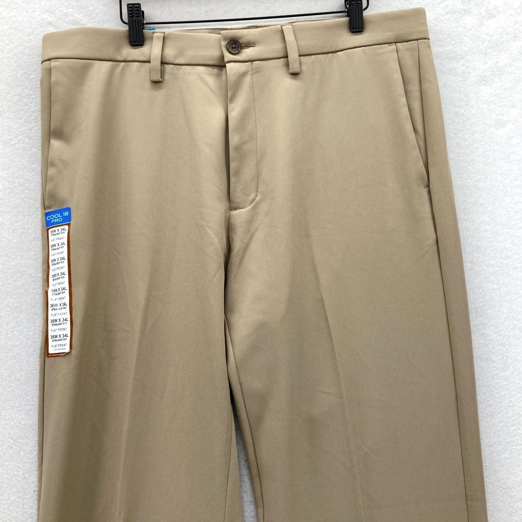Haggar Haggar Cool 18 Pro Dress Pants Mens 36x34 Straight Fit Brown Stretch Waistband Size US 36 / EU 52 - 2 Thumbnail