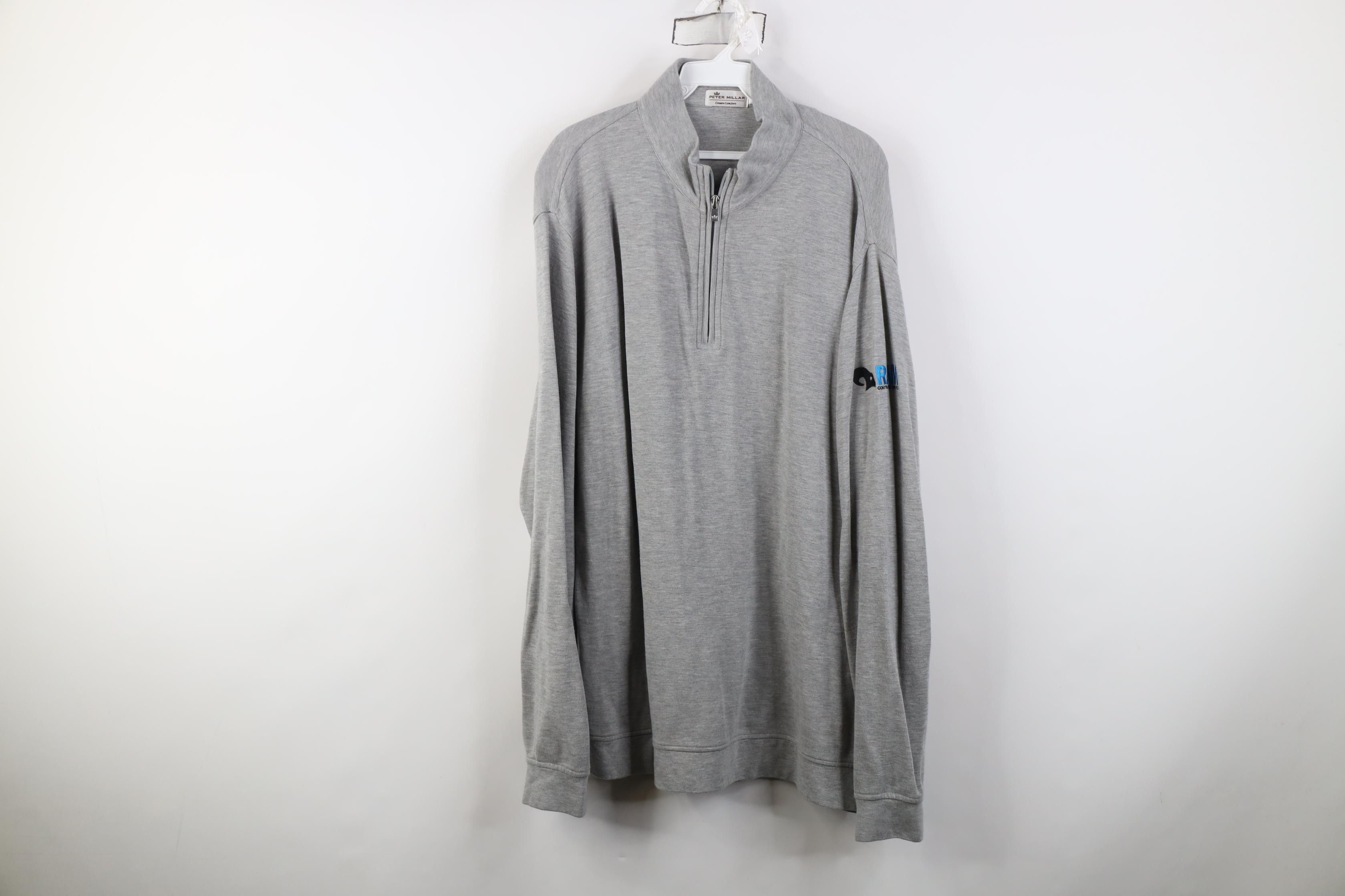 Peter Millar Peter Millar Crown Comfort 1/4 Zip Pullover Sweater Gray Size US XXL / EU 58 / 5 - 1 Thumbnail