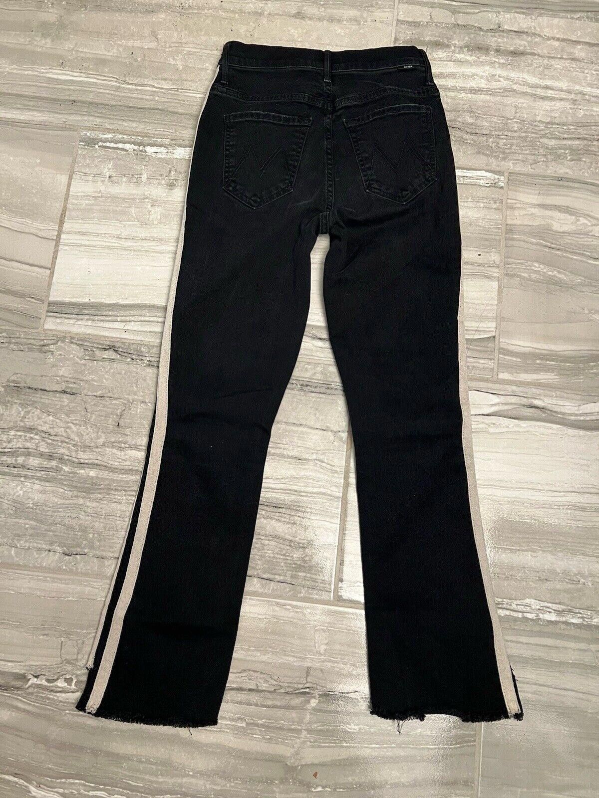 Designer Mother Striped Crop Step-Hem Fray Jeans in Guilty Racer Size 42" / US 20 - 3 Thumbnail